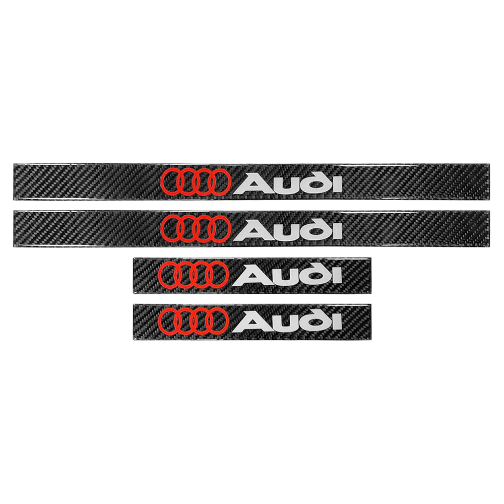 Brand New 4PCS Universal Audi Real Carbon Fiber Black Car Door Scuff Sill Cover Panel Step Protector