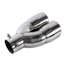 Load image into Gallery viewer, Brand New Universal Dual Silver Round Shaped Stainless Steel Car Exhaust Pipe Muffler Tip Trim Straight