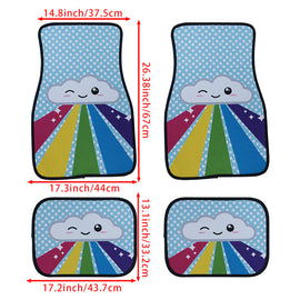 Brand New 4PCS UNIVERSAL RAINBOW CLOUD Fabric Car Floor Mats Interior Carpets
