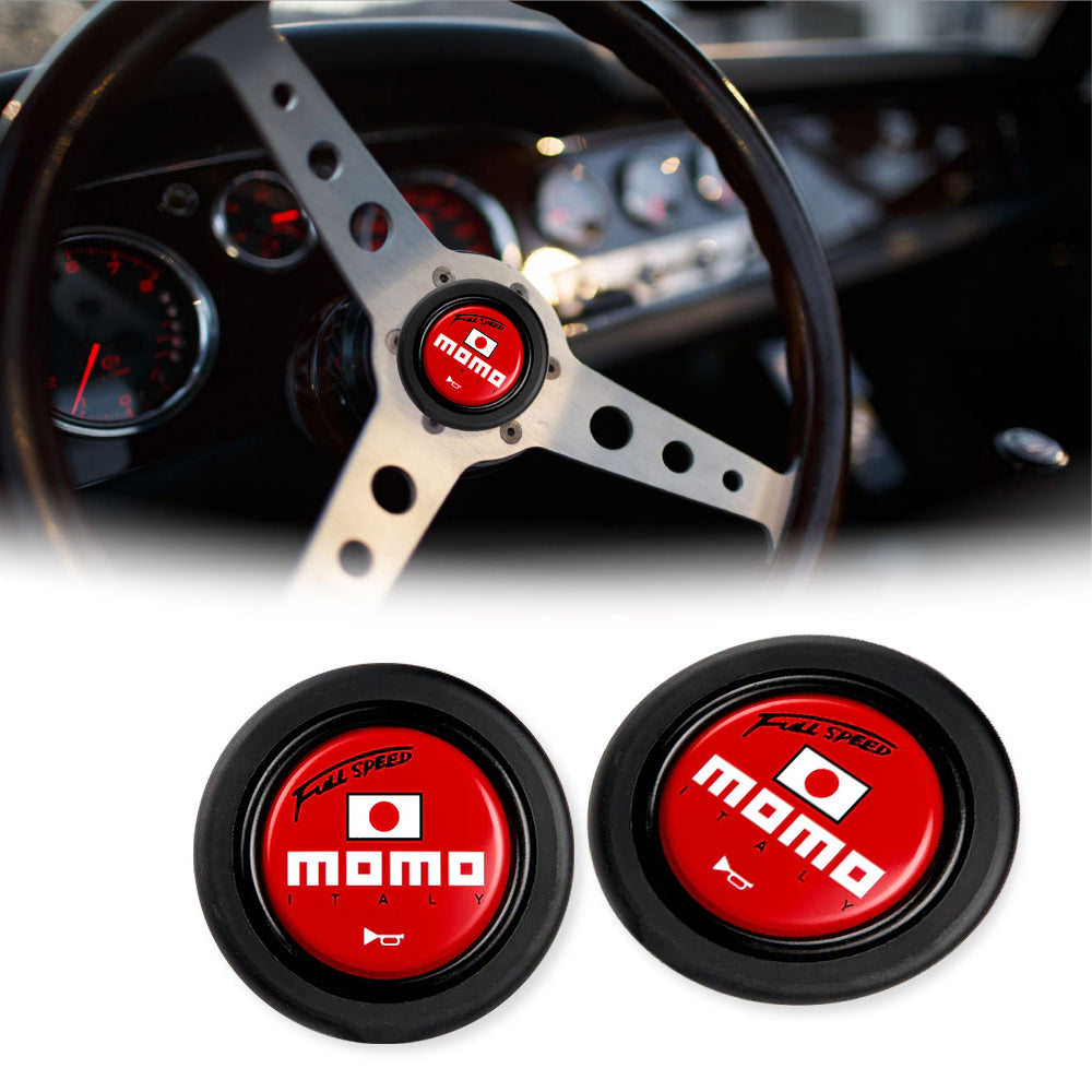 Brand New Universal Momo Car Horn Button Black Steering Wheel Center Cap W/Packaging