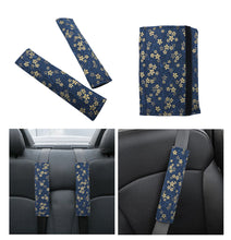 Load image into Gallery viewer, Brand New Universal 2PCS SAKURA Blue Flower Fabric Soft Cotton Seat Belt Cover Shoulder Pads