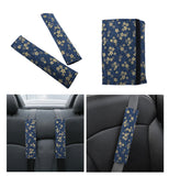 Brand New Universal 2PCS SAKURA Blue Flower Fabric Soft Cotton Seat Belt Cover Shoulder Pads