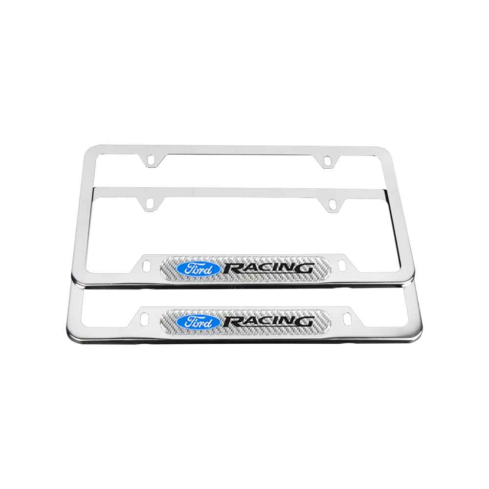 Brand New Universal 2PCS Ford Racing Chrome Metal License Plate Frame