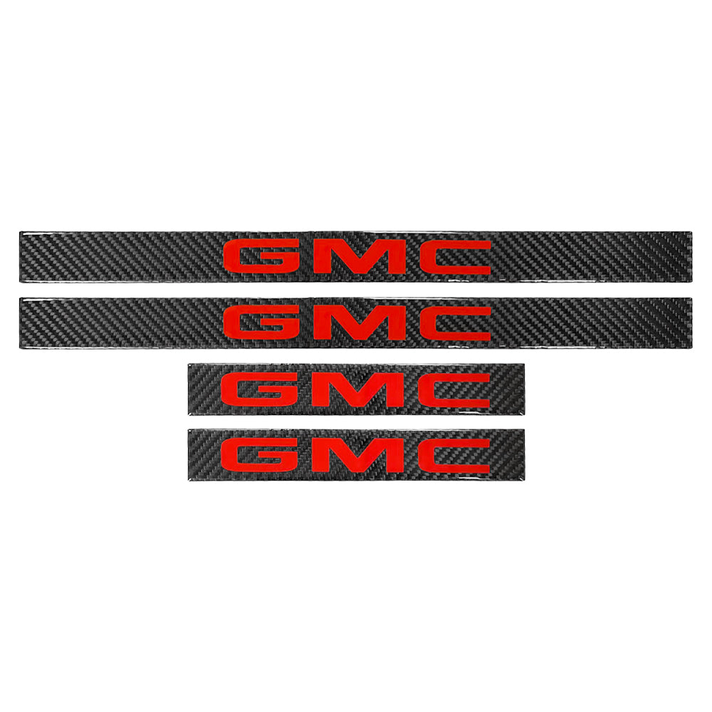 Brand New 4PCS Universal GMC Real Carbon Fiber Black Car Door Scuff Sill Cover Panel Step Protector
