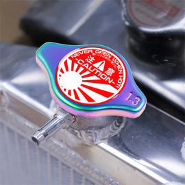 Brand New JDM 1.3bar 9mm JDM Raising Sun Neo Chrome Racing Cap High Pressure Radiator Cap For Universal