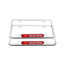 Brand New Universal 2PCS Ford Mustang Chrome Metal License Plate Frame
