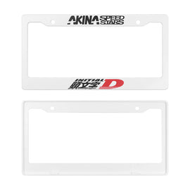 Brand New Universal 2PCS JDM INITIAL D AKINA SPEEDSTAR ABS Plastic White License Plate Frame