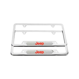 Brand New Universal 2PCS JEEP Chrome Metal License Plate Frame
