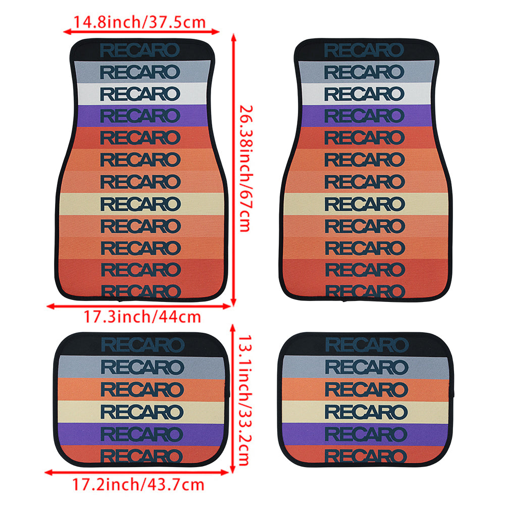 Brand New Universal 4PCS V5 RECARO RAINBOW STYLE Racing Fabric Car Floor Mats Interior Carpets