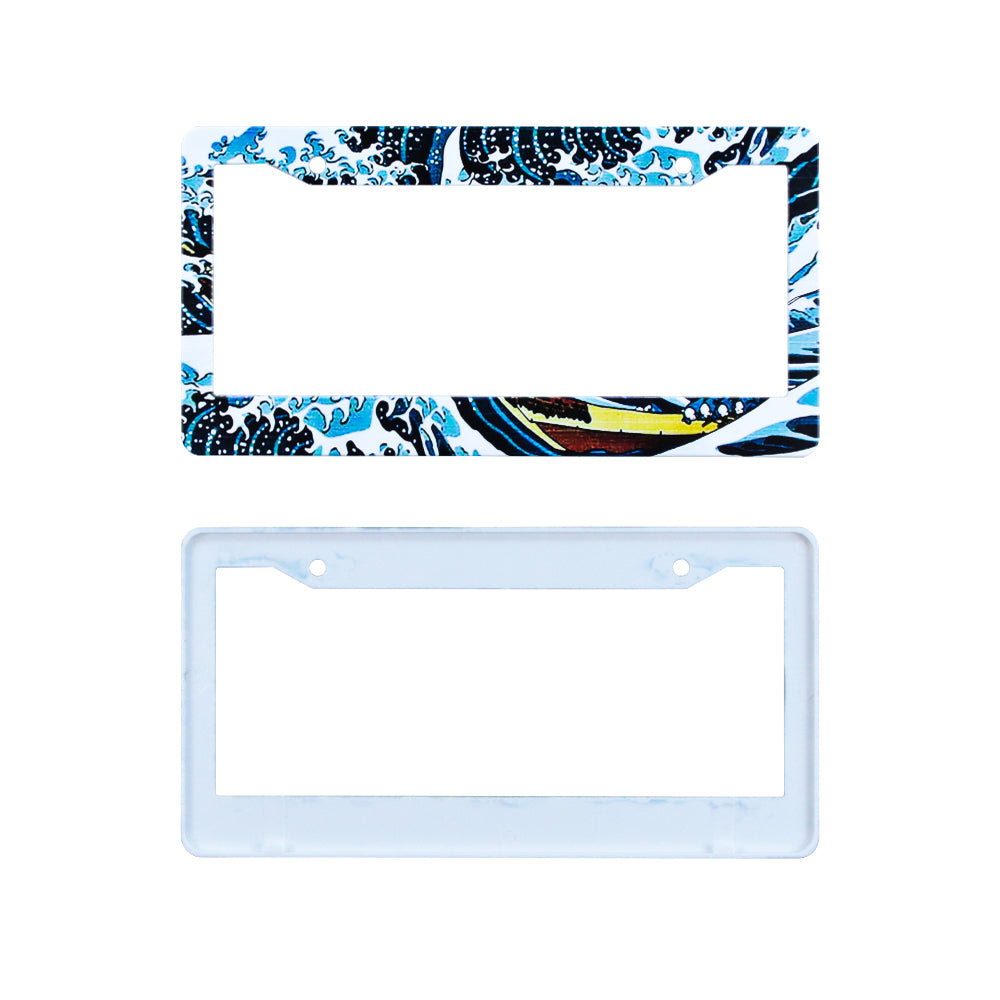 \Brand New Universal 2PCS JDM V2 SAKURA WAVE ABS Plastic Blue License Plate Frame