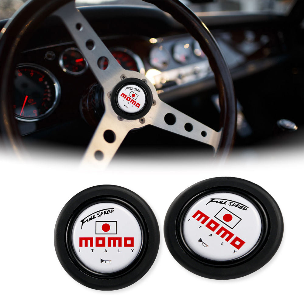 Brand New Universal Momo Car Horn Button Black Steering Wheel Center Cap W/Packaging