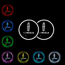 Load image into Gallery viewer, BRAND NEW UNIVERSAL 2PCS LINCOLN Switchable Seven Colorful LED Car Cup Holder Mat Coaster Pad
