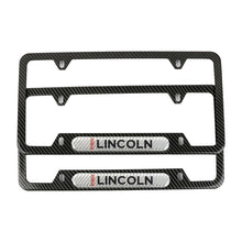 Load image into Gallery viewer, Brand New Universal 2PCS Lincoln Carbon Fiber Look Metal License Plate Frame