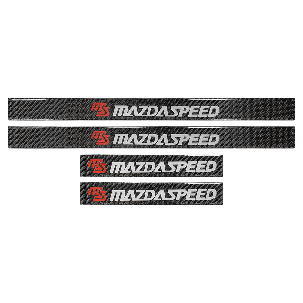 Brand New 4PCS Universal Mazdaspeed Real Carbon Fiber Black Car Door Scuff Sill Cover Panel Step Protector