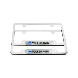 Brand New Universal 2PCS VOLKSWAGEN Chrome Metal License Plate Frame