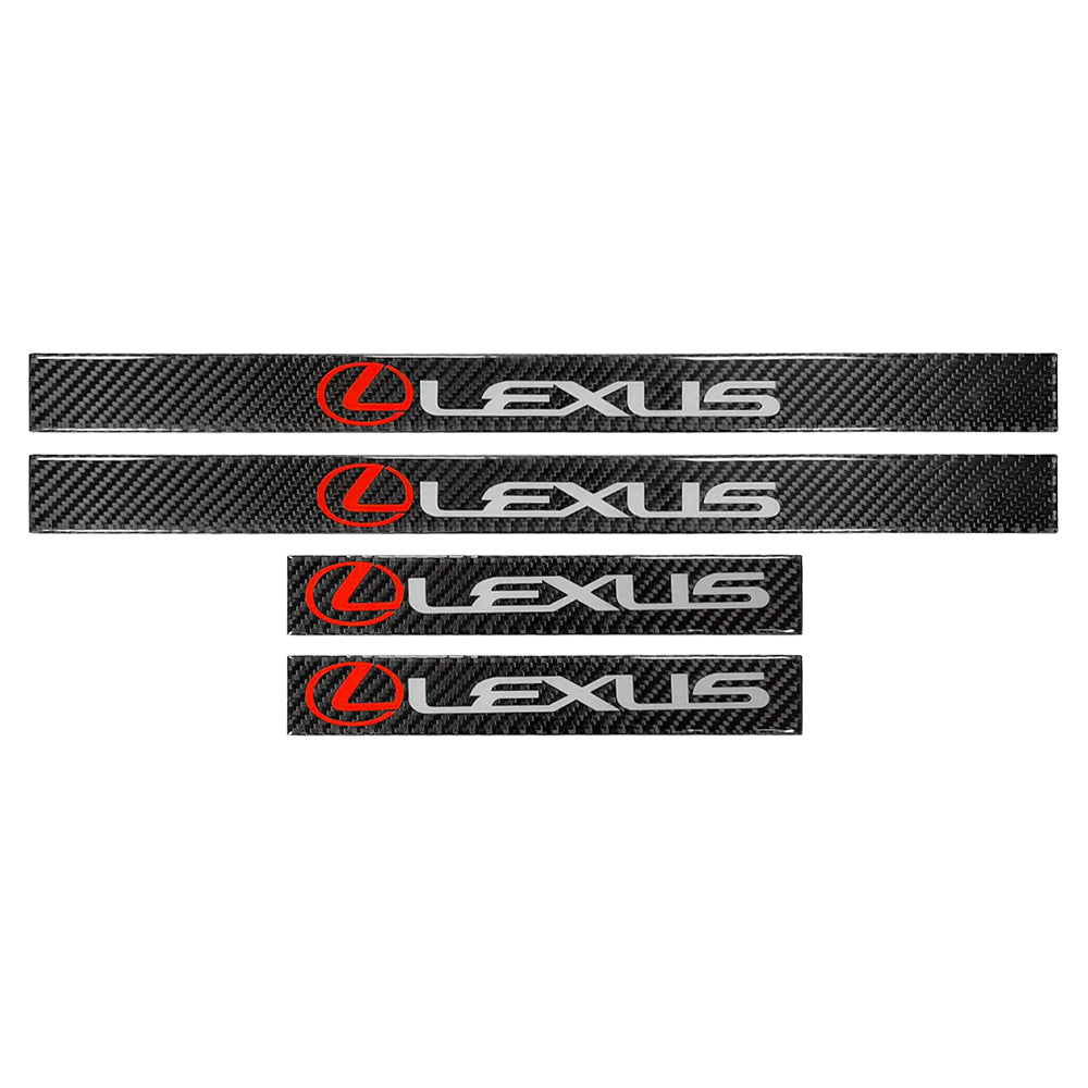 Brand New 4PCS Universal Lexus Real Carbon Fiber Black Car Door Scuff Sill Cover Panel Step Protector