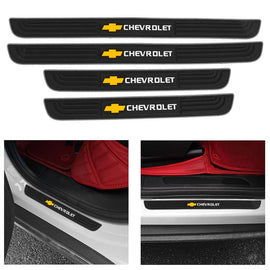 Brand New 4PCS Universal Chevrolet Silver Rubber Car Door Scuff Sill Cover Panel Step Protector