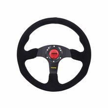 Load image into Gallery viewer, Brand New 14&quot; MOMO Style Racing Black Stitching Leather Suede Sport Steering Wheel w Horn Button