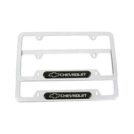 Brand New Universal 2PCS Chevrolet Silver Metal License Plate Frame