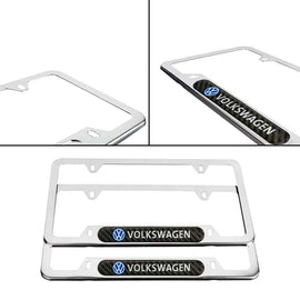 Brand New Universal 2PCS VOLKSWAGEN Chrome Metal License Plate Frame