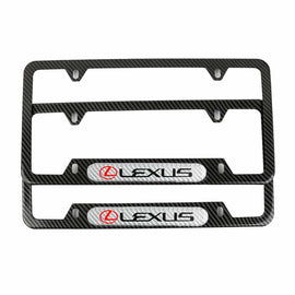 Brand New Universal 2PCS LEXUS Carbon Fiber Look Metal License Plate Frame