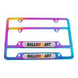 Brand New Universal 2PCS Ralliart Neo Chrome Metal License Plate Frame