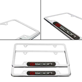 Brand New Universal 2PCS SCION Chrome Metal License Plate Frame