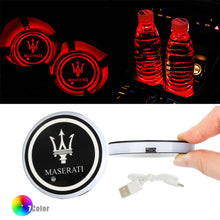 Load image into Gallery viewer, BRAND NEW UNIVERSAL V2 2PCS MASERATI Switchable Seven Colorful LED Car Cup Holder Mat Coaster Pad - JK Racing Inc