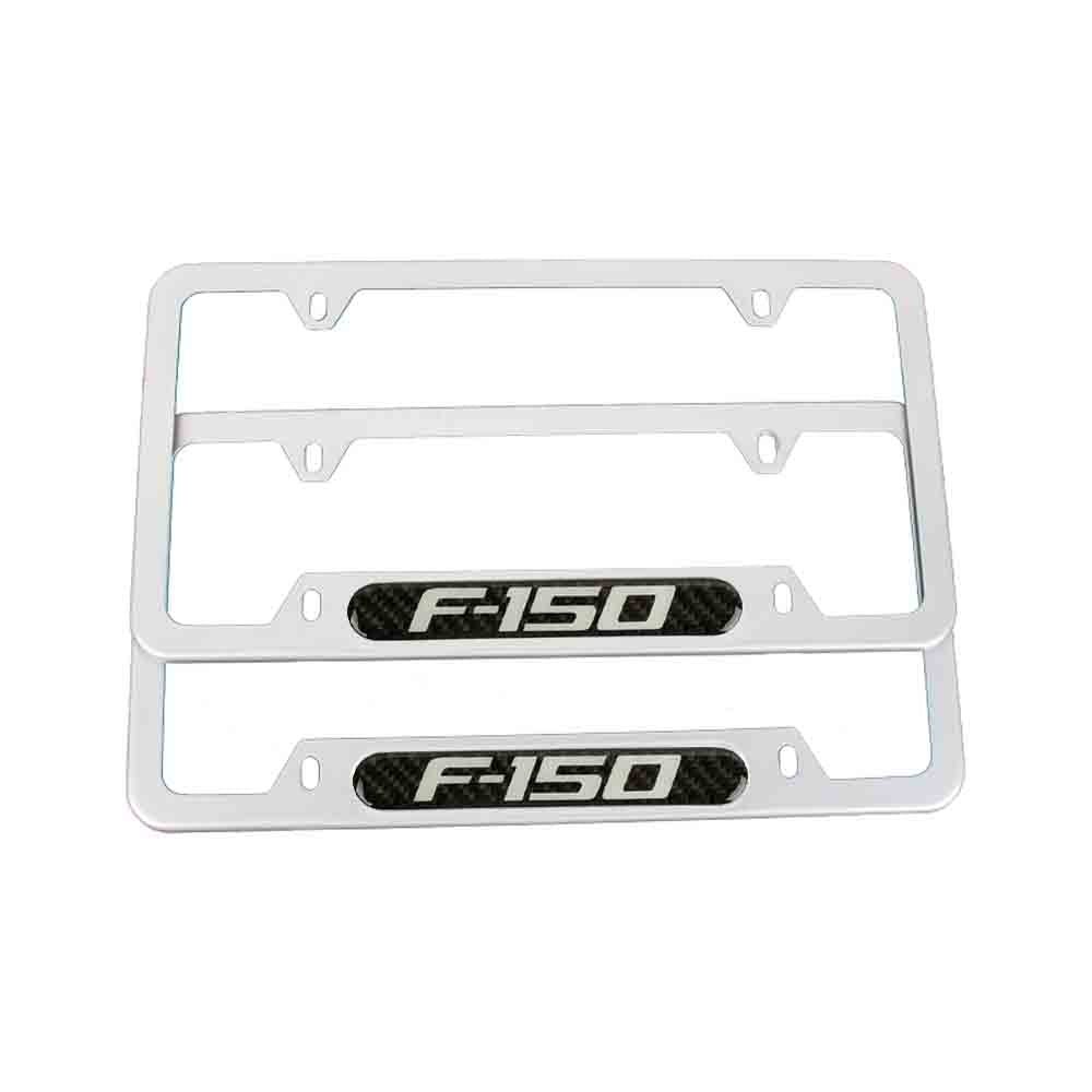 Brand New Universal 2PCS F-150 Silver Metal License Plate Frame