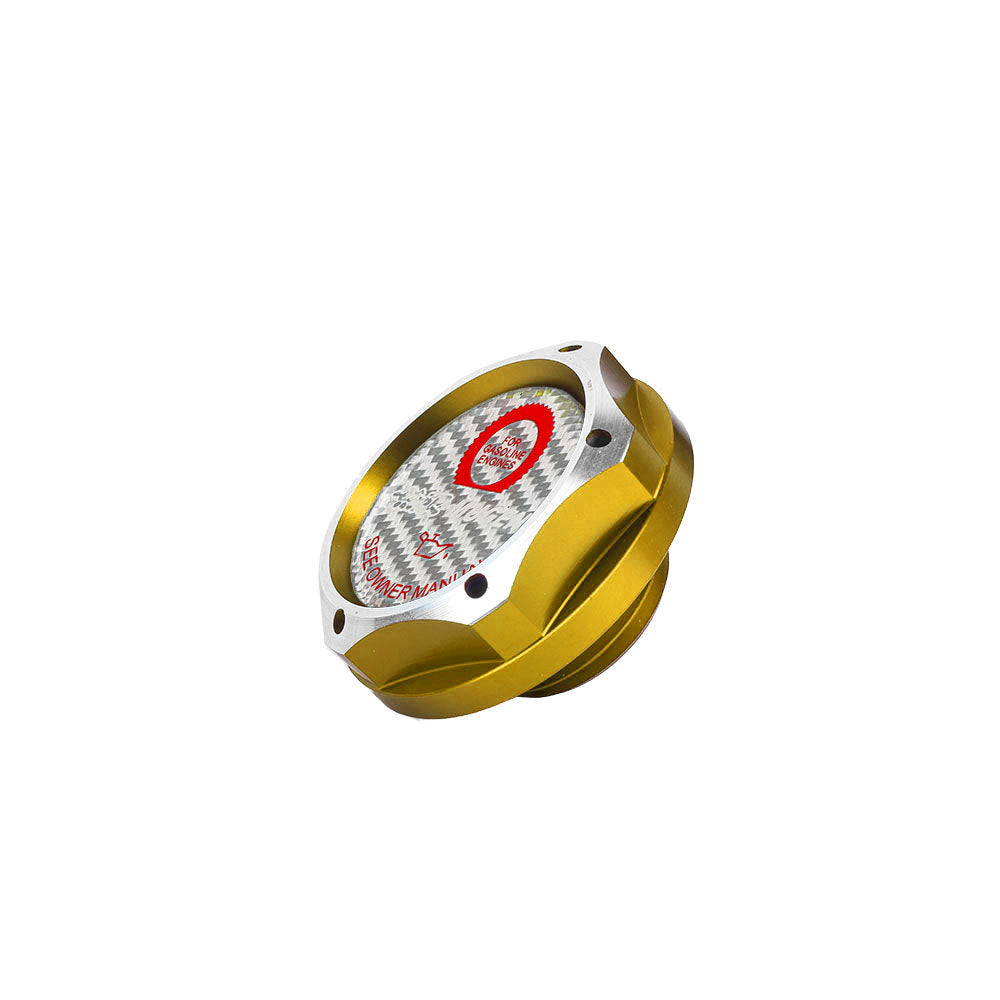 Brand New Jdm Gold Engine Oil Cap With Real Carbon Fiber Mugen Sticker Emblem For Honda / Acura