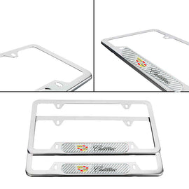 Brand New Universal 2PCS CADILLAC Chrome Metal License Plate Frame