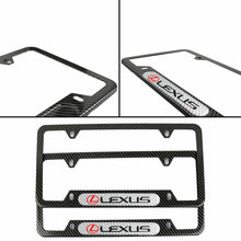 Load image into Gallery viewer, Brand New Universal 2PCS LEXUS Carbon Fiber Look Metal License Plate Frame