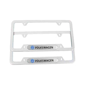 Brand New Universal 2PCS Volkswagen Silver Metal License Plate Frame