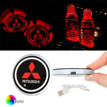 Load image into Gallery viewer, BRAND NEW UNIVERSAL V2 2PCS MITSUBISHI Switchable Seven Colorful LED Car Cup Holder Mat Coaster Pad