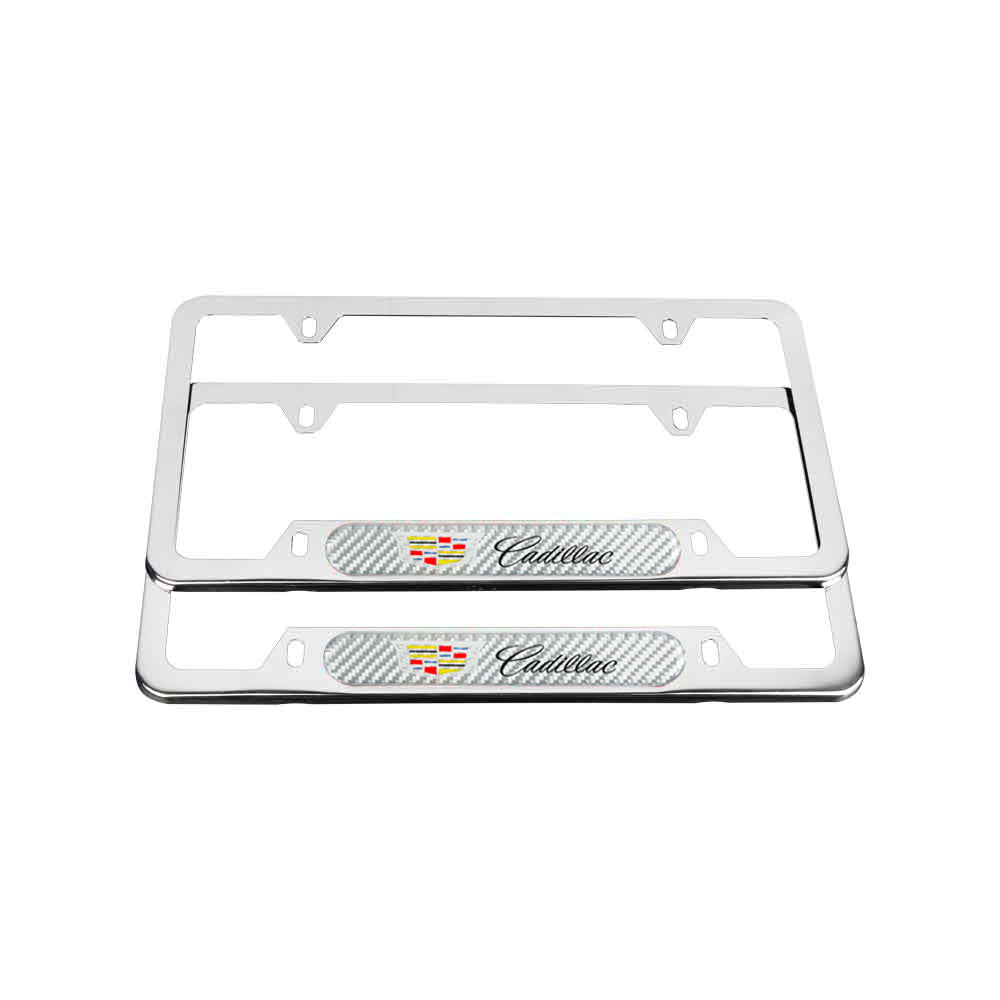 Brand New Universal 2PCS CADILLAC Chrome Metal License Plate Frame