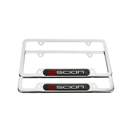 Brand New Universal 2PCS SCION Chrome Metal License Plate Frame