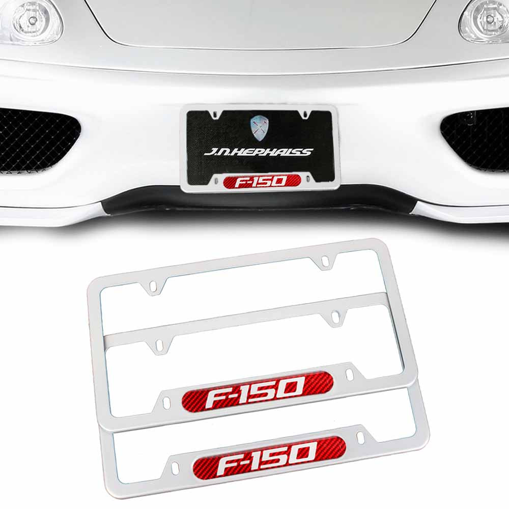 Brand New Universal 2PCS F-150 Silver Metal License Plate Frame