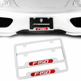 Brand New Universal 2PCS F-150 Silver Metal License Plate Frame