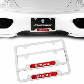 Brand New Universal 2PCS BUICK Silver Metal License Plate Frame