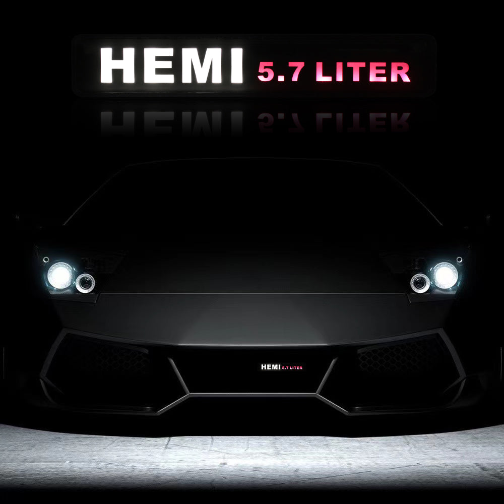 BRAND NEW 1PCS HEMI 5.7 LITER NEW LED LIGHT CAR FRONT GRILLE BADGE ILLUMINATED DECAL STICKER