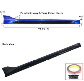 Brand New 2022-2025 Honda Civic Yofer Painted Aegean Blue Black 2 Tone Side Skirt Extension