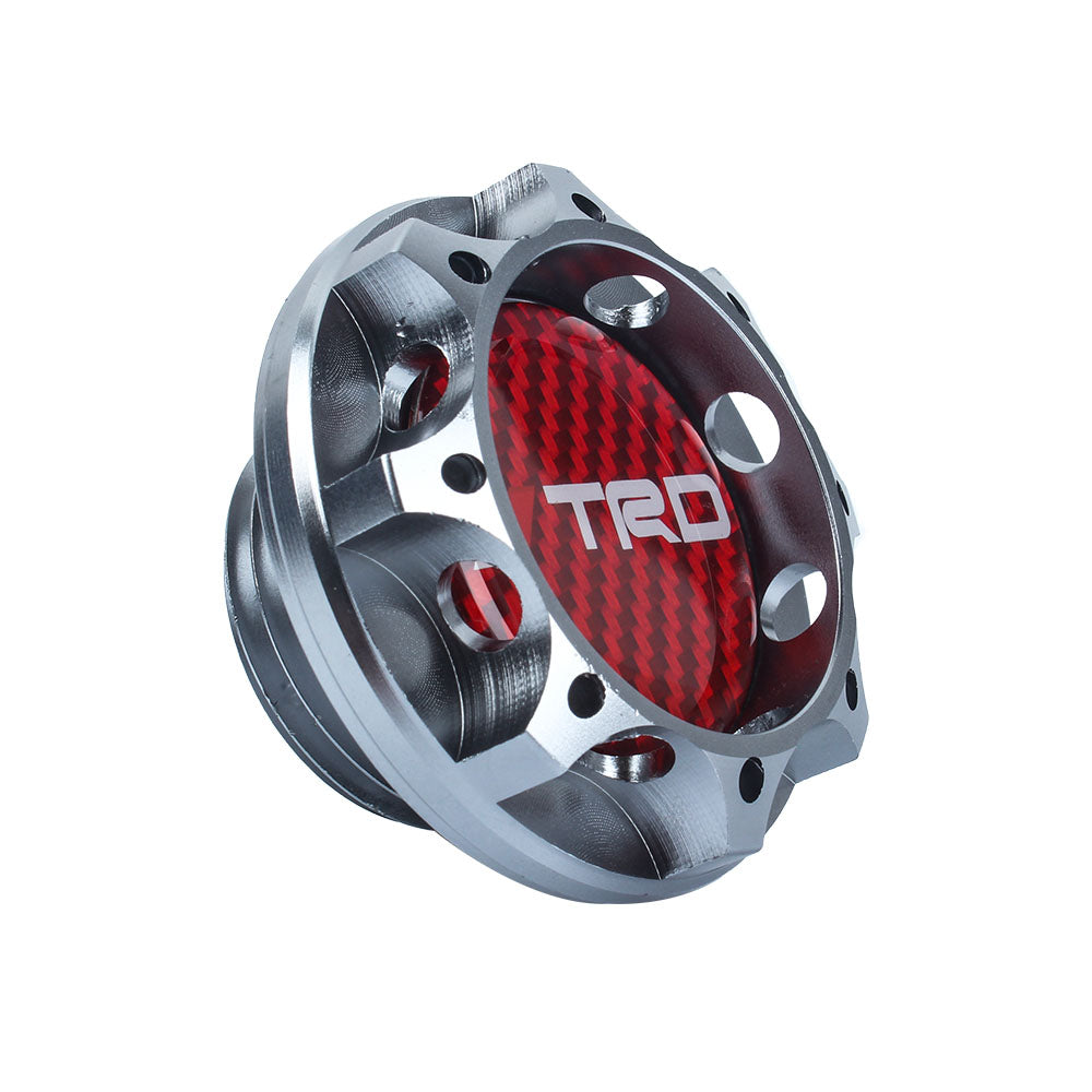 Brand New Toyota TRD Real Carbon Fiber Sticker ALUMNIUM Gunmetal Billet Engine Oil FILLER Cap