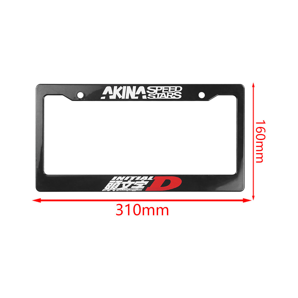 Brand New Universal 2PCS JDM INITIAL D AKINA SPEEDSTAR ABS Plastic Black License Plate Frame