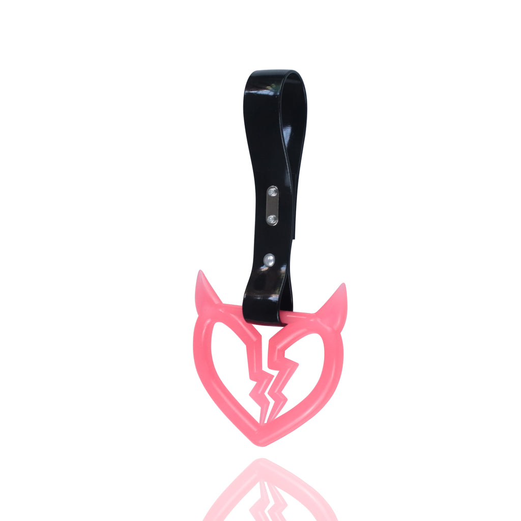 Brand New Devil Demon Broken Heart Glow In The Dark Red JDM TSURIKAWA Ring Subway Train Bus Handle Strap Charm Drift