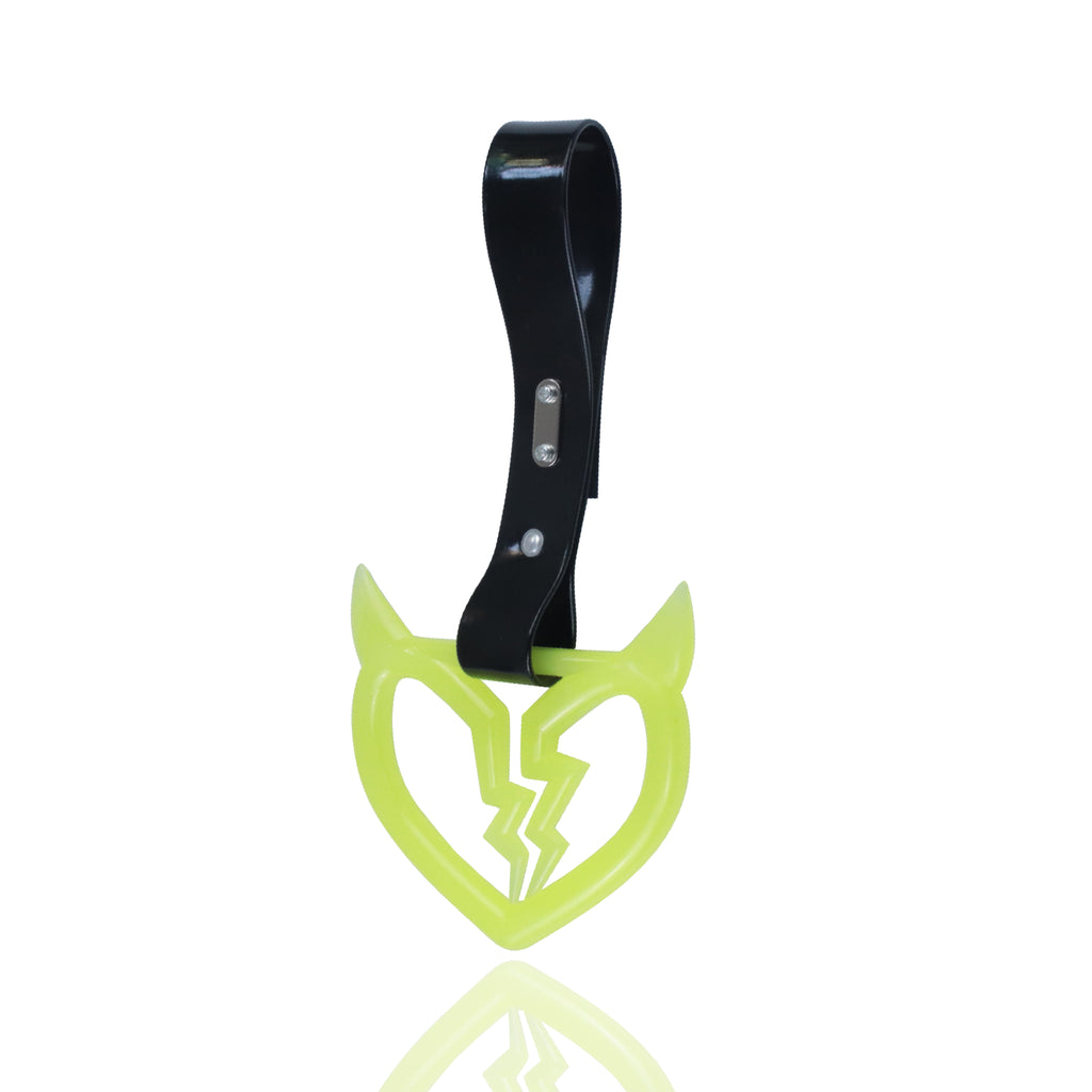 Brand New Devil Demon Broken Heart Yellow Glow In The Dark JDM TSURIKAWA Ring Subway Train Bus Handle Strap Charm Drift