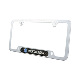 Brand New Universal 1PCS VOLKSWAGEN Silver Metal License Plate Frame