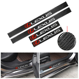 Brand New 4PCS Universal Lexus Real Carbon Fiber Black Car Door Scuff Sill Cover Panel Step Protector