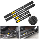 Brand New 4PCS Universal Chevrolet Real Carbon Fiber Black Car Door Scuff Sill Cover Panel Step Protector