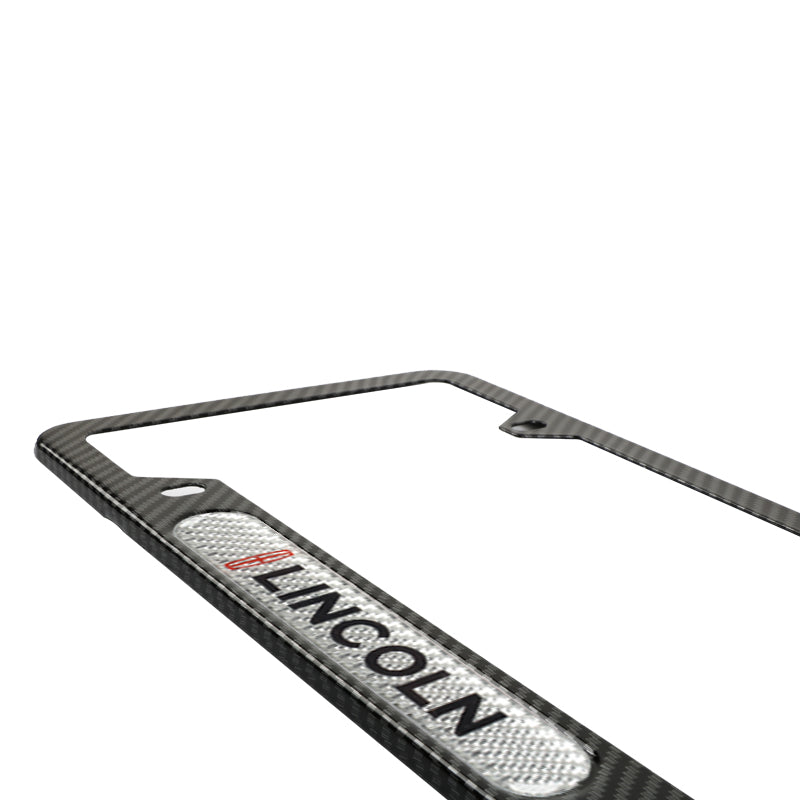 Brand New Universal 2PCS Lincoln Carbon Fiber Look Metal License Plate Frame