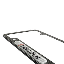 Load image into Gallery viewer, Brand New Universal 2PCS Lincoln Carbon Fiber Look Metal License Plate Frame